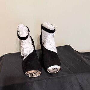 Antonio Melani Black suede & snake cut out heels